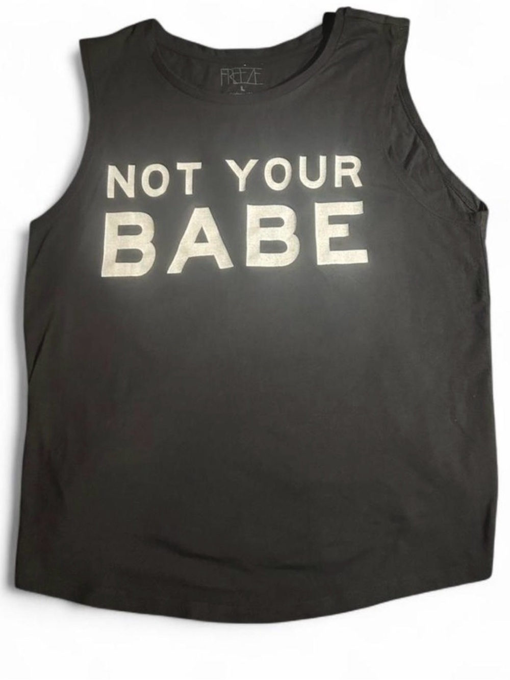 Freeze Black Tank Top with Silver 'Not Your Babe Y2K
